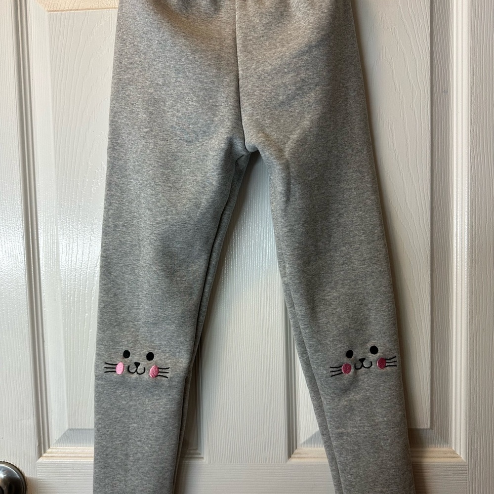 Gray Cat Face Kids Leggings